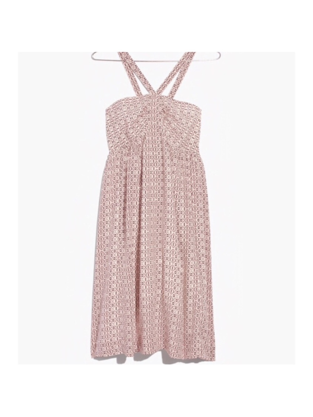 Madewell Cream, burgundy and Black Sleeveless Printed halter Dress